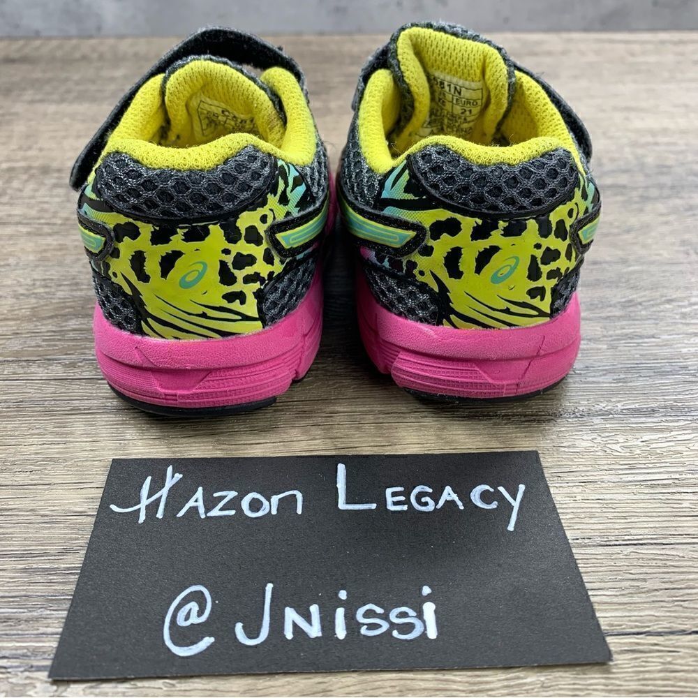 Asics~Toddler Girl’s~Turbo TS~Black/yellow/Pink Sneakers~Size 5k - Picture 4 of 8